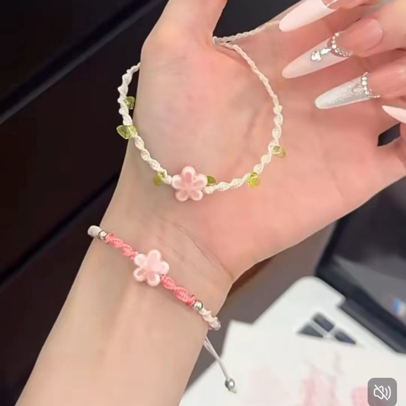 Ceramic Link Bracelet - اليدوية النسيج السيراميك الديكور محظوظ زهرة