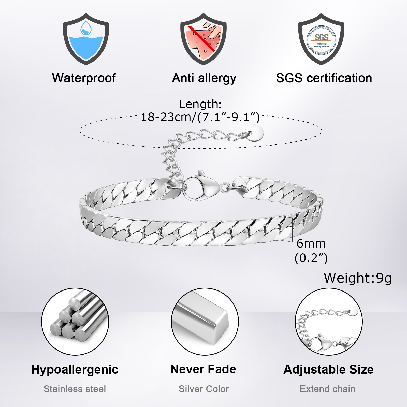 أساور سلسلة فضية اللون للرجال  - مراجعة Ceramic Link Bracelet وسعره